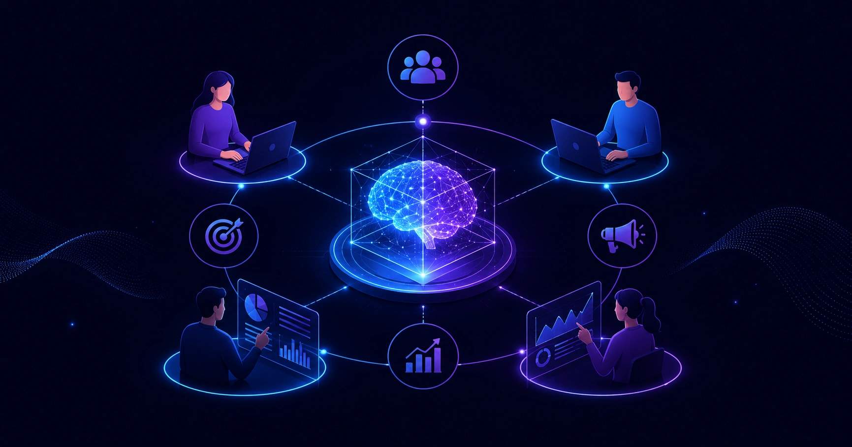 Collaborative AI in marketing framework illustration