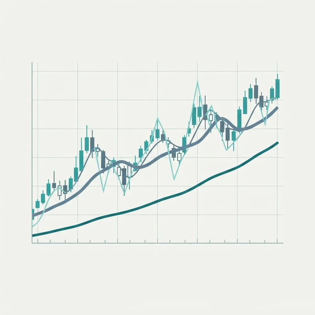 Price chart with lagging, reactive, and adaptive moving average lines compared
