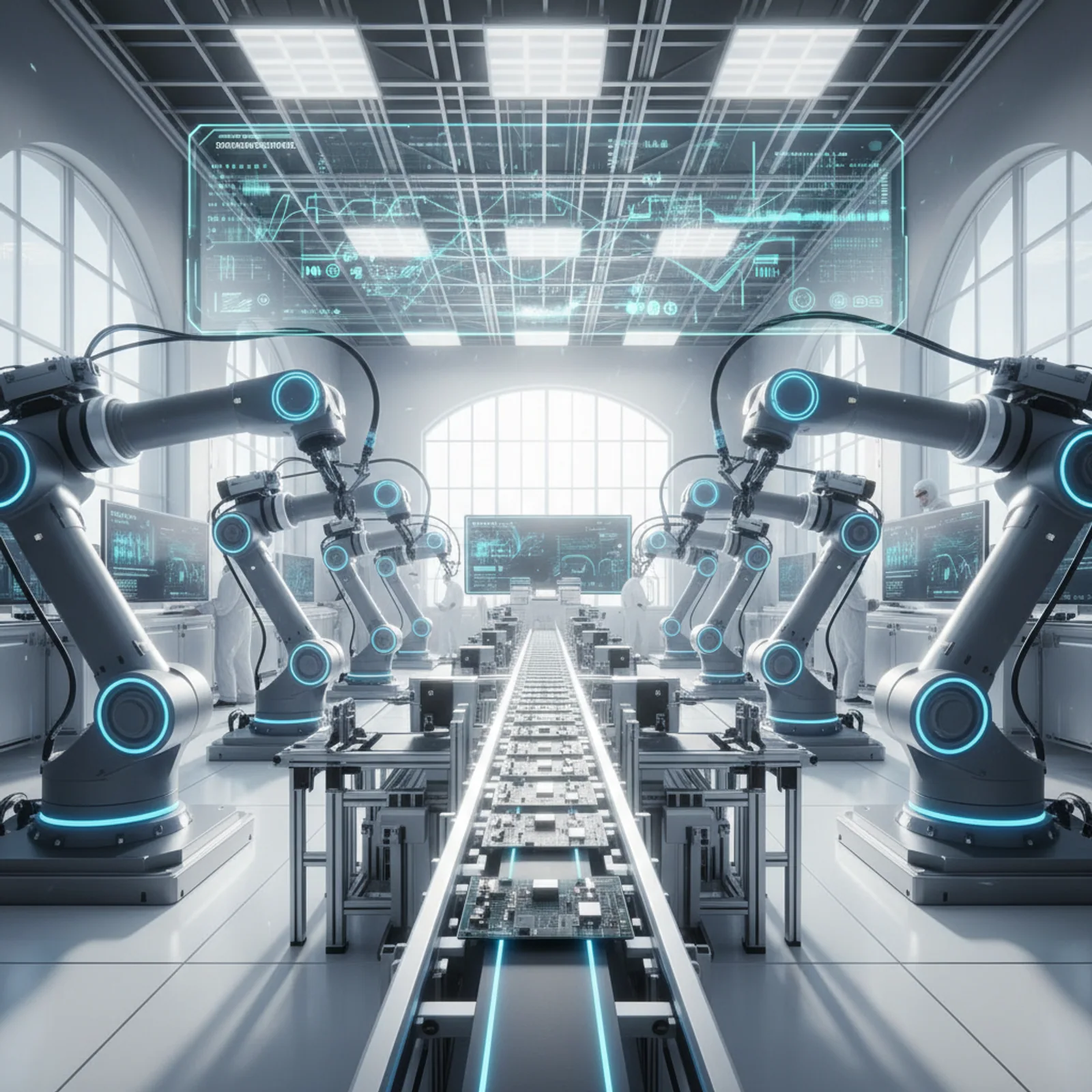 AI actuators in industrial automation factory line