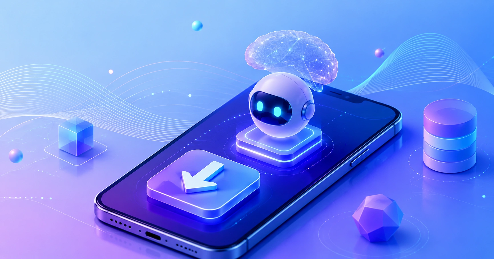 AI APK download guide cover illustration showing a smartphone installing an AI assistant app