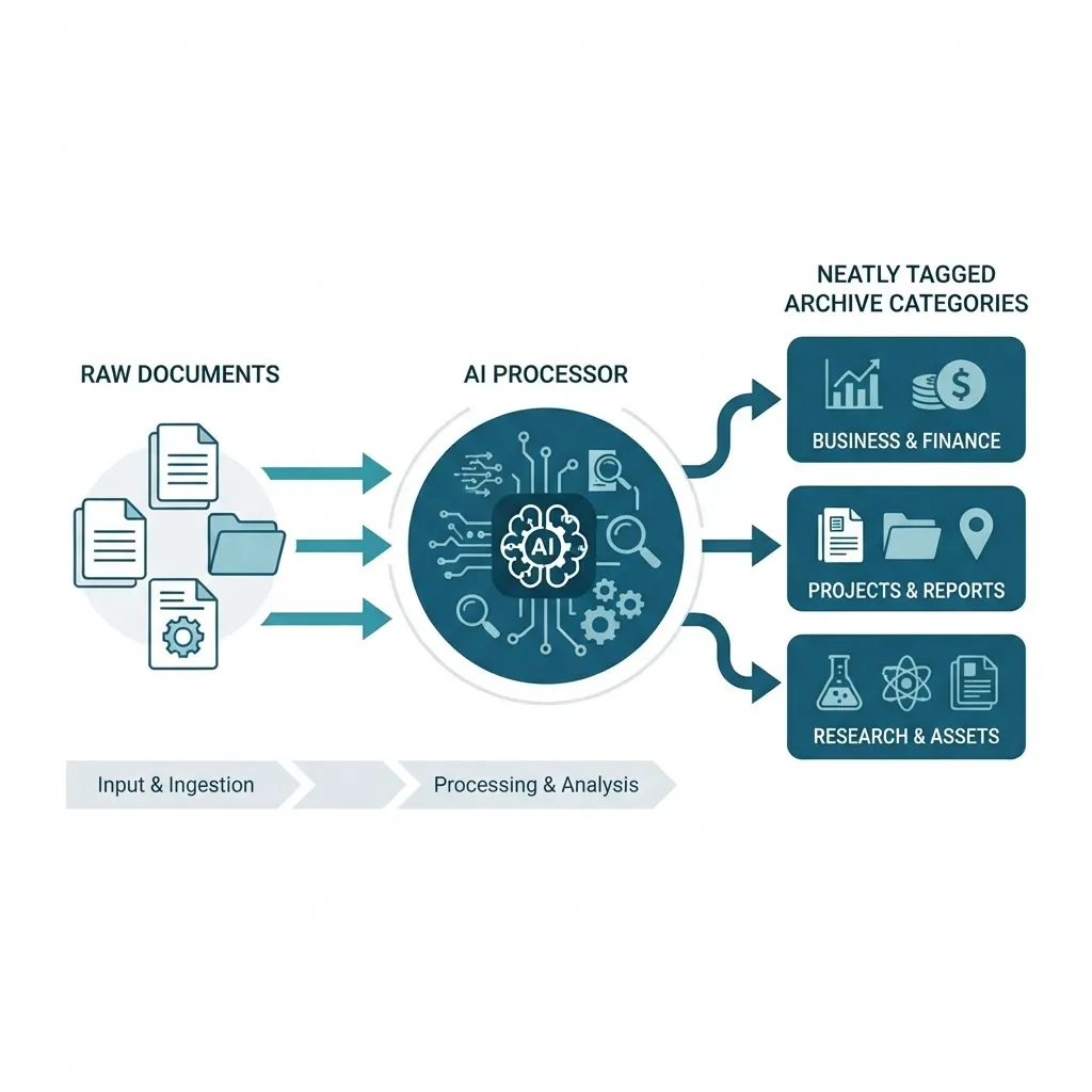 AI archive organization workflow diagram