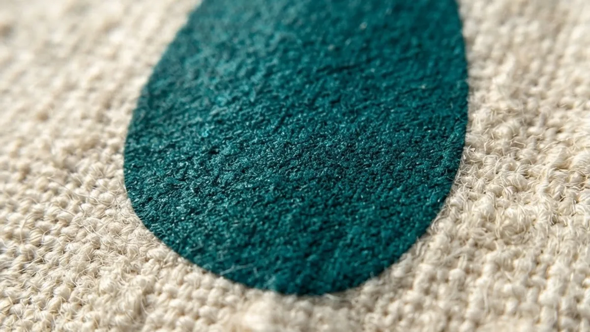 Macro close-up of crisp screen printed ink on cotton fabric weave
