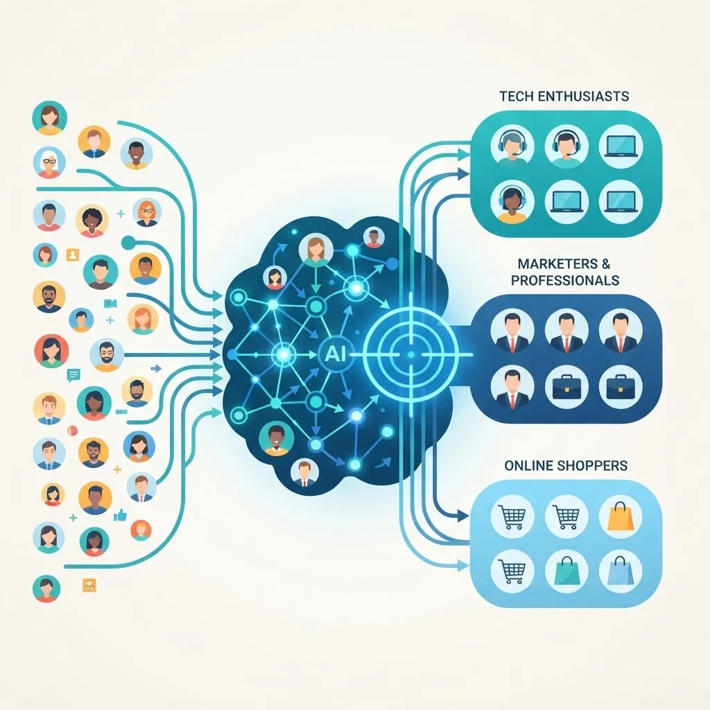 AI audience targeting segmentation illustration