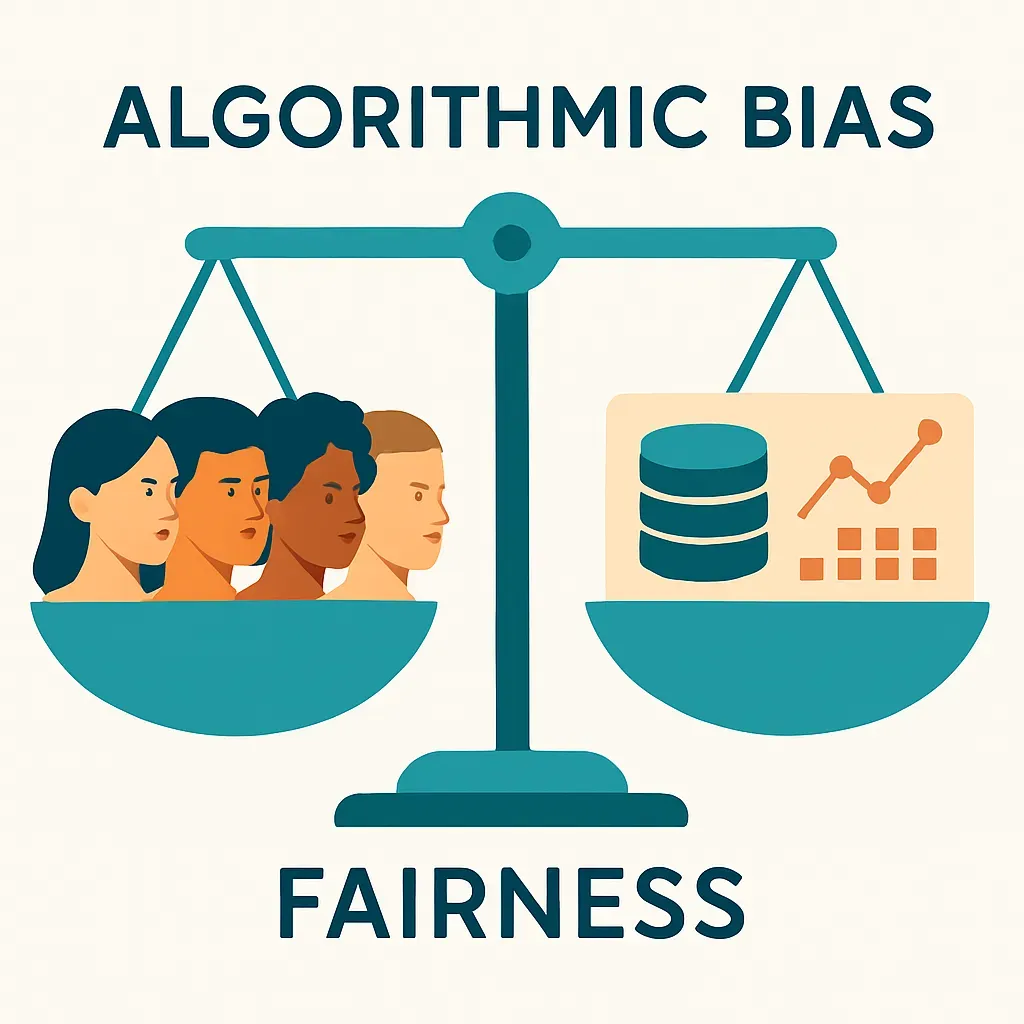 Unbalanced scale representing algorithmic bias in AI