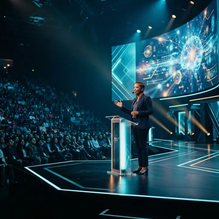 AI Cannes keynote speakers on stage