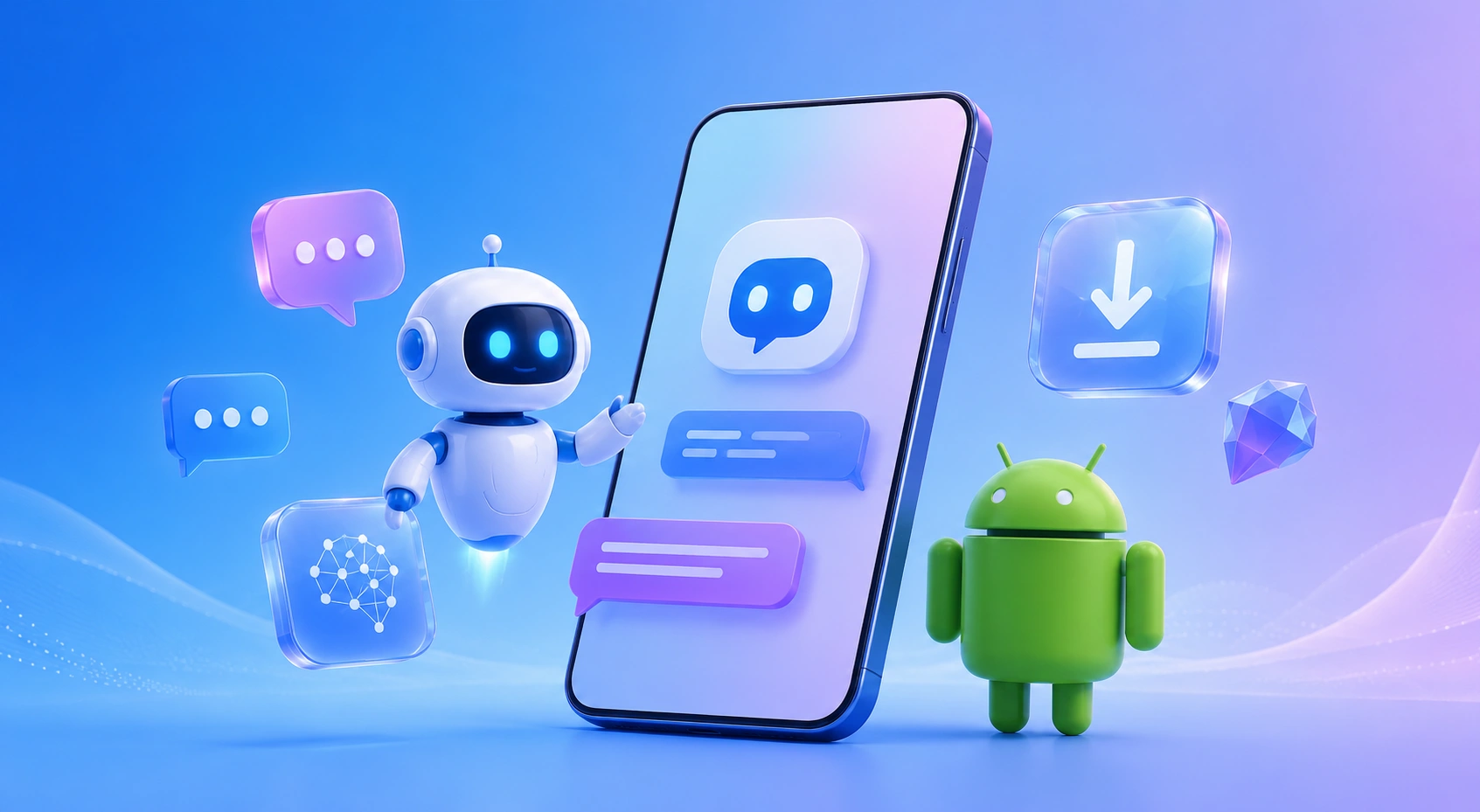 AI chat APK on an Android phone with security shield