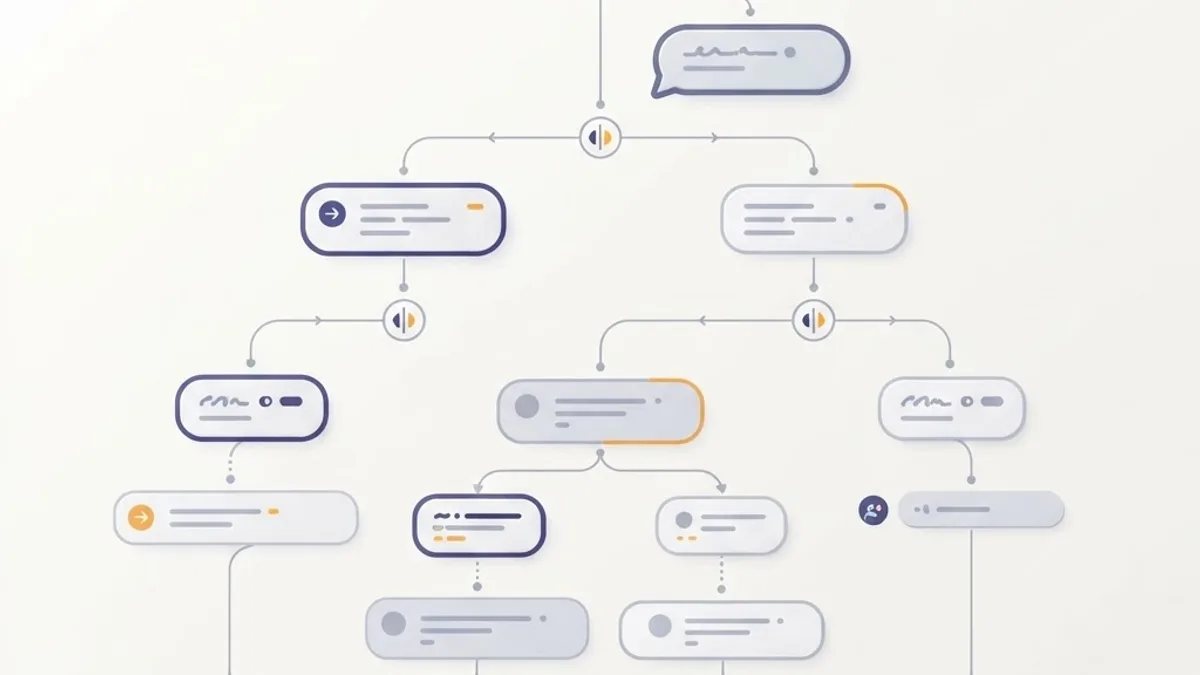 Conversation design flow with branching chat bubbles