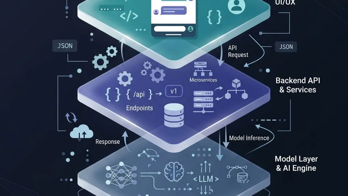 Technology stack layers for building a chatbot app