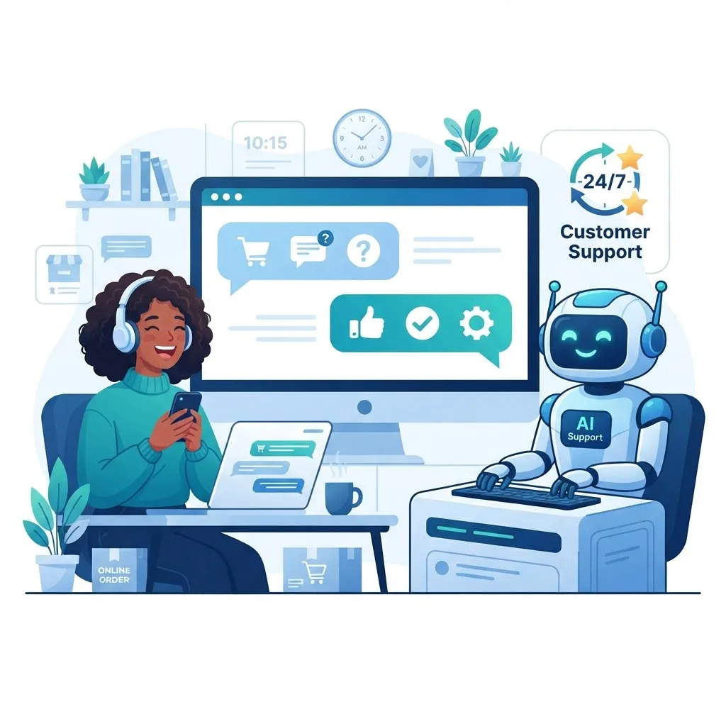 AI chatbot handling customer support for an ecommerce store