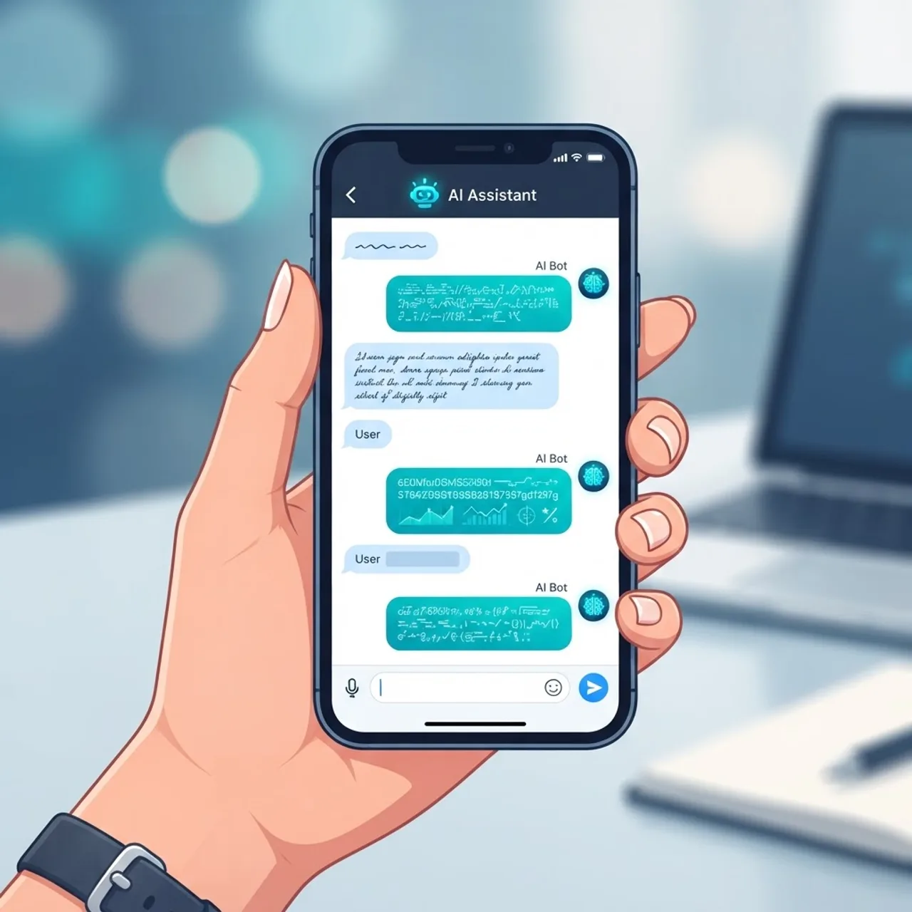 AI chatbot conversation inside a mobile messaging app