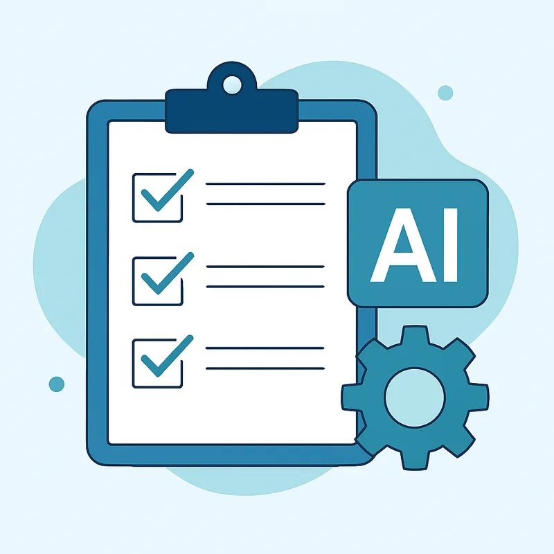 Clipboard with an AI consultant evaluation checklist