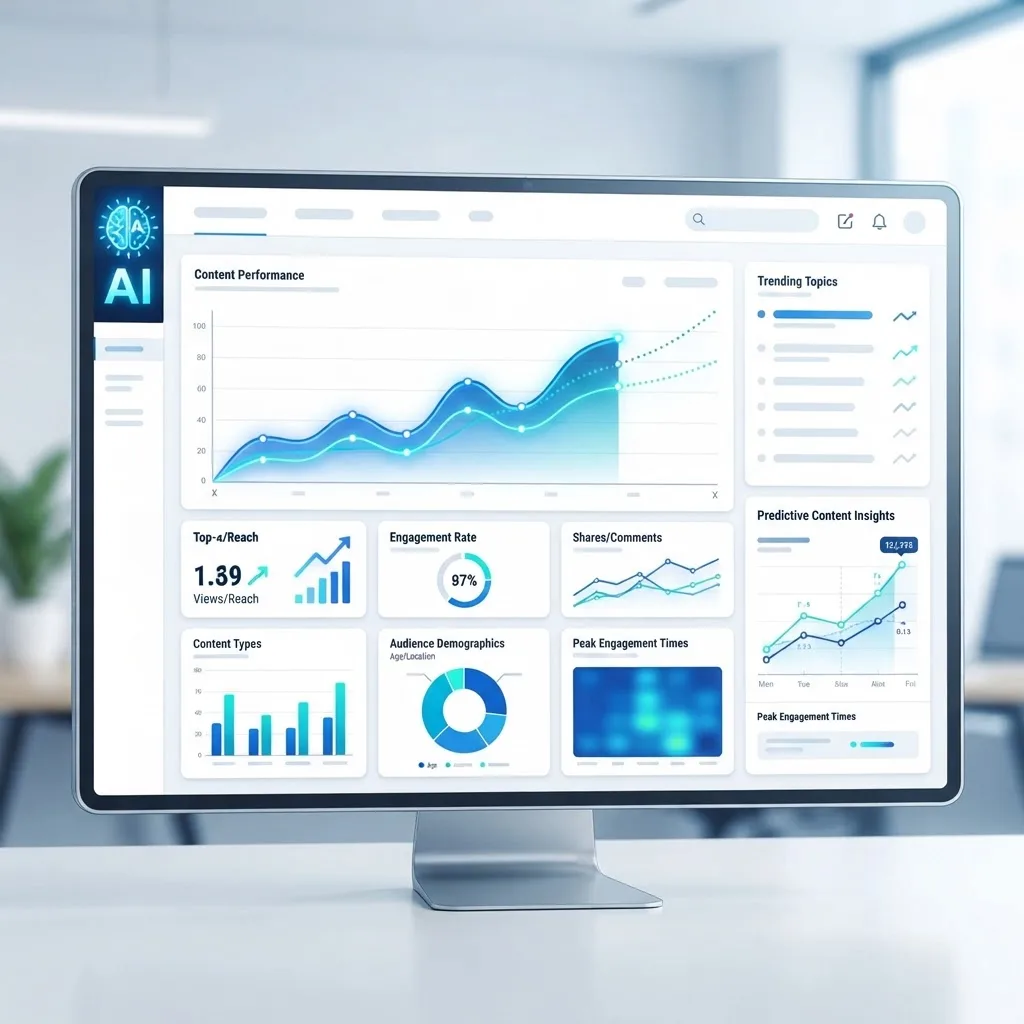 AI content analytics dashboard with performance metrics