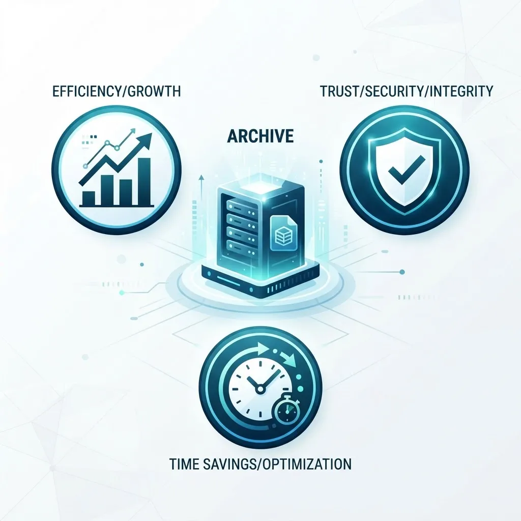 Benefits of AI content archiving chart and time savings