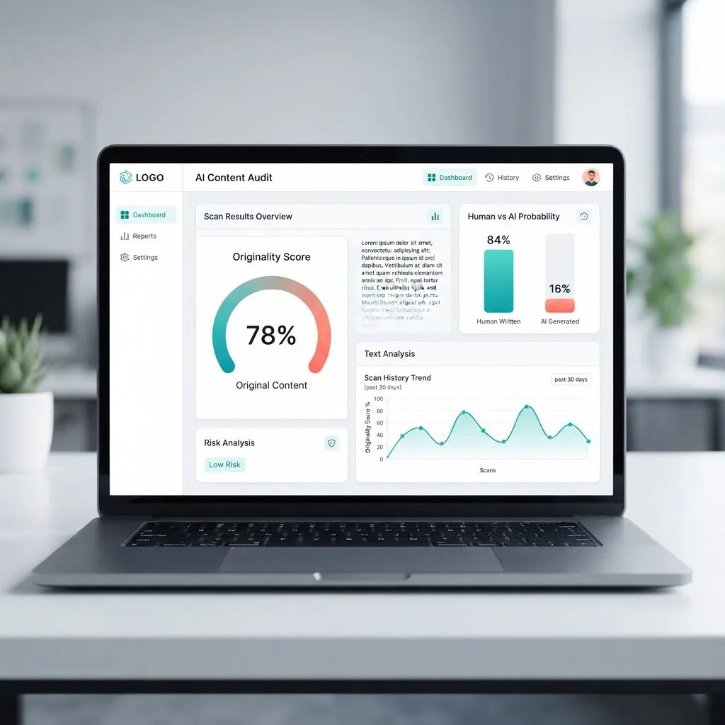 AI content originality detection score dashboard