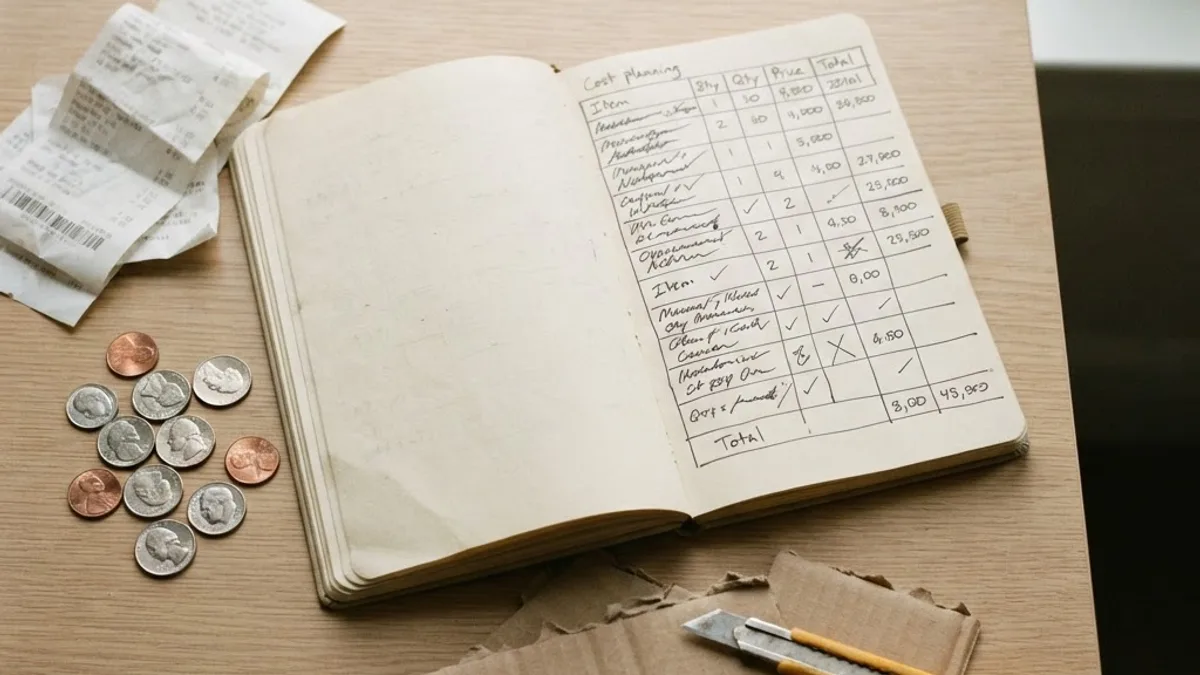 AI costume budget comparison planning notebook and materials