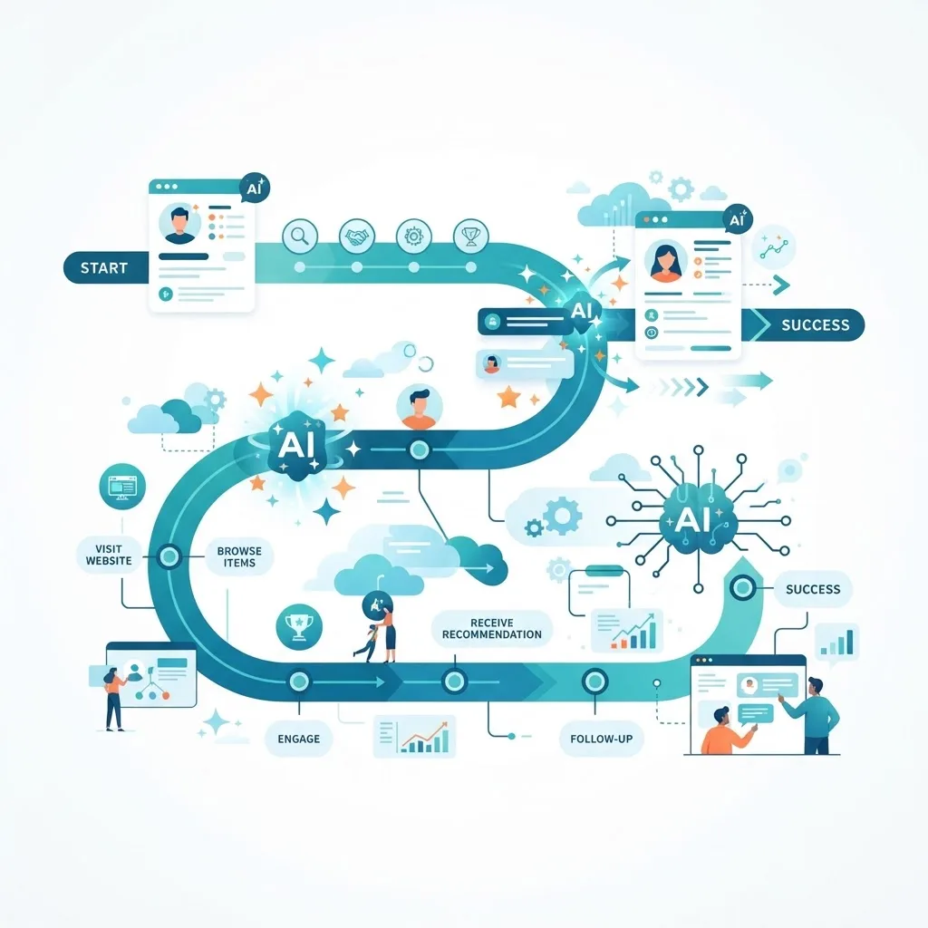 AI personalized customer journey illustration