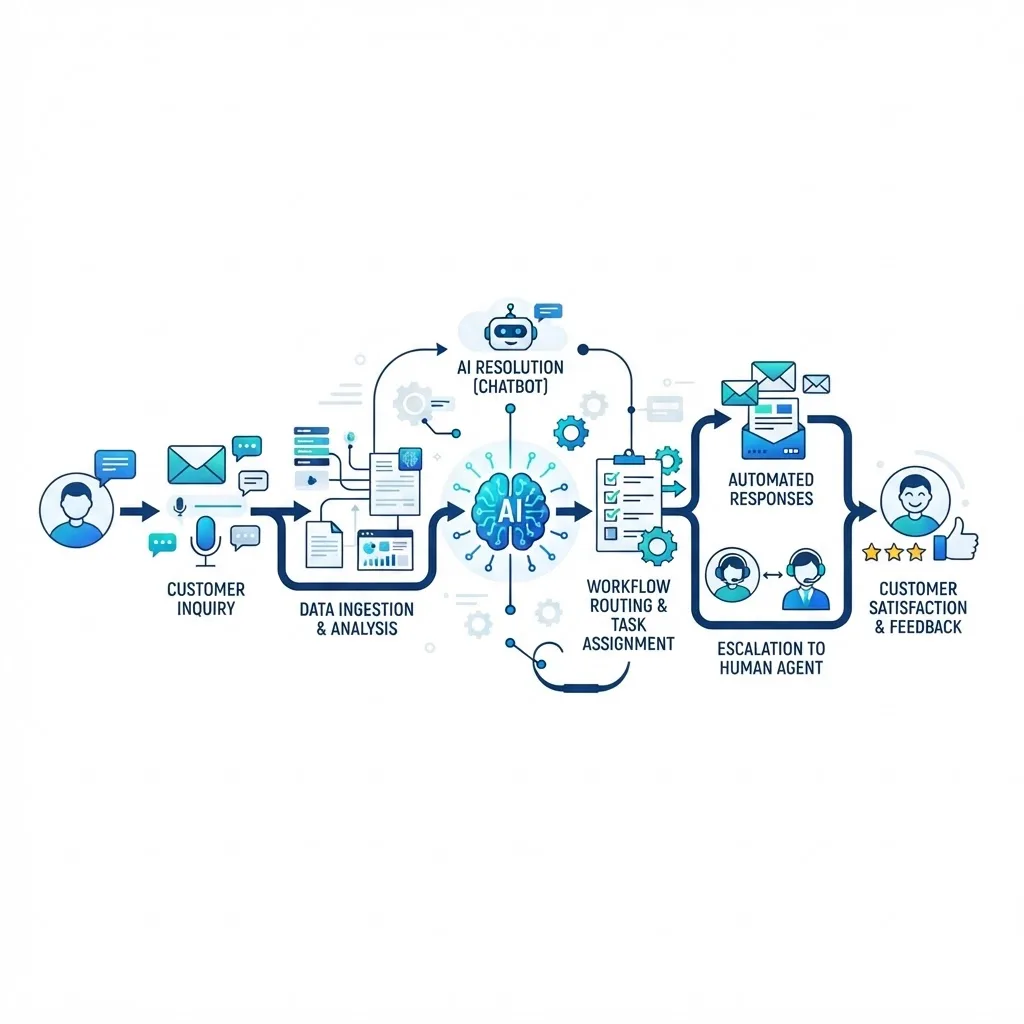 AI customer workflow automation overview illustration