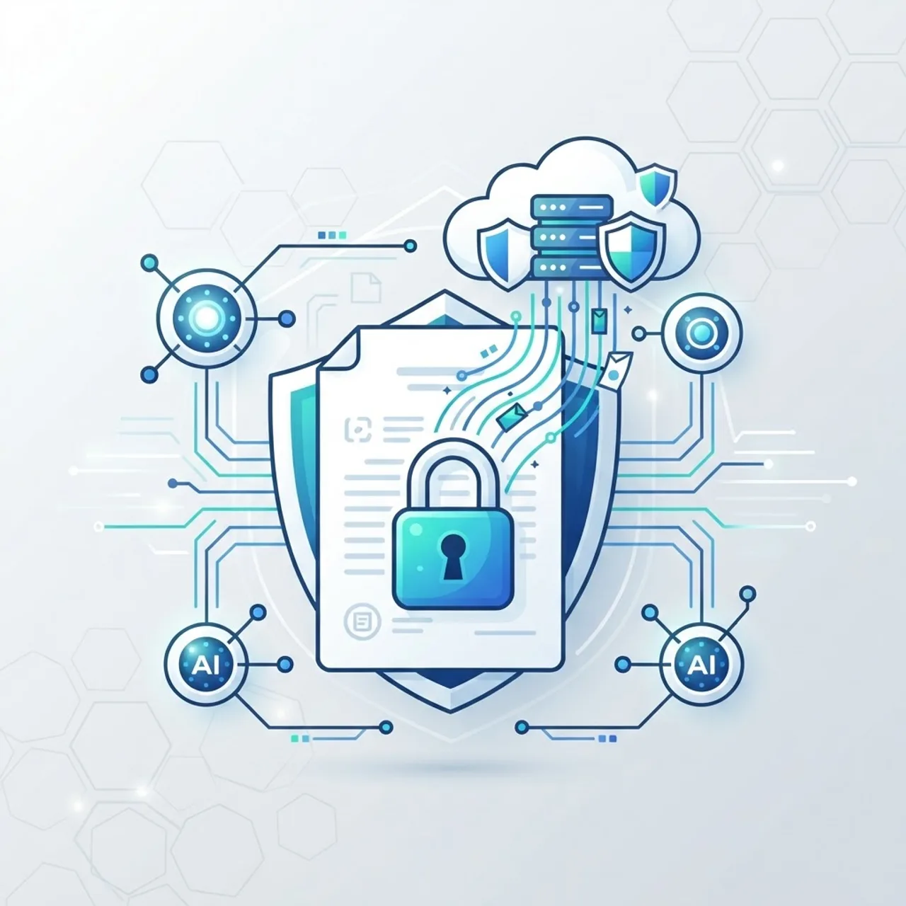 Data privacy padlock protecting AI contract terms