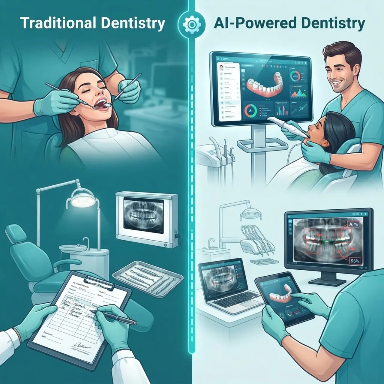 Traditional versus AI dentistry benefits comparison