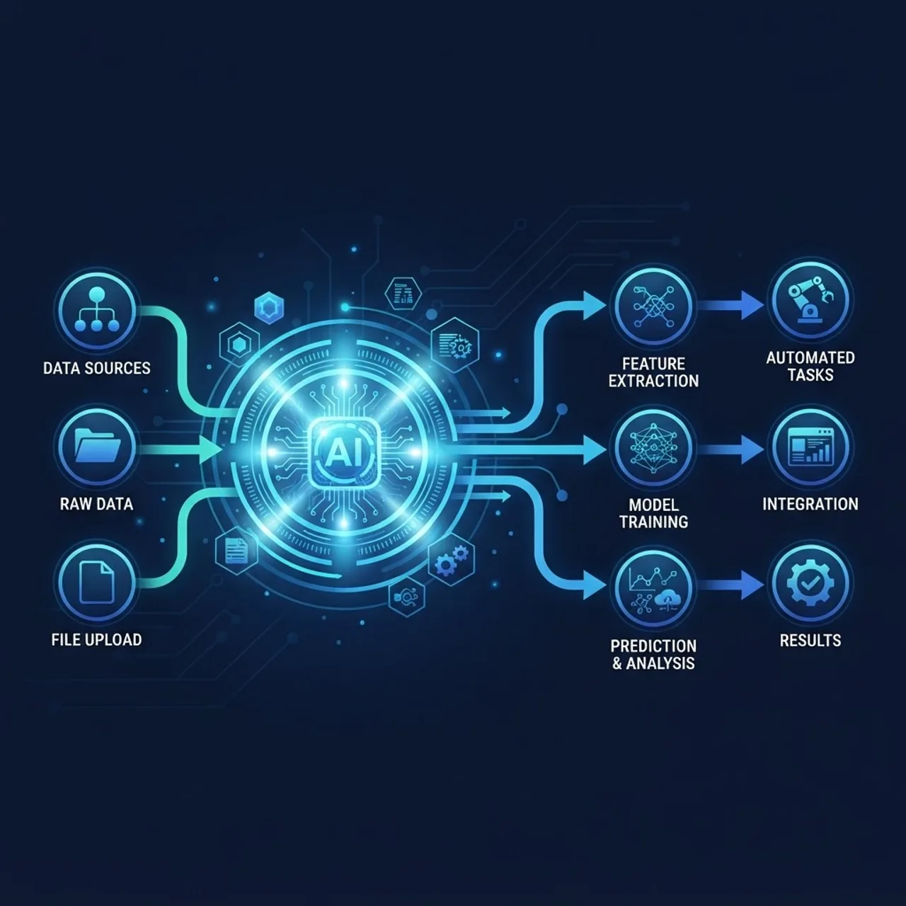 AI-driven automation workflow with machine learning core