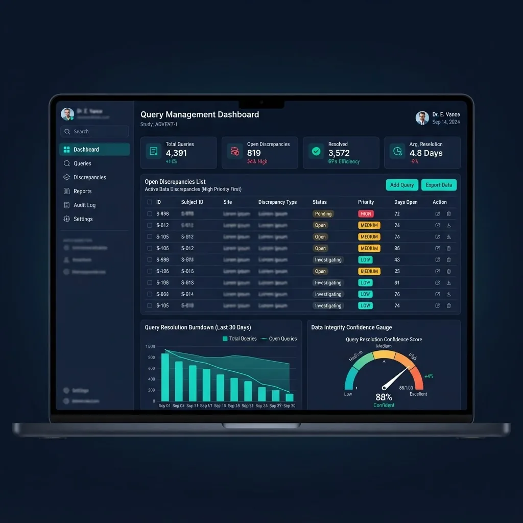 Automated query resolution dashboard for clinical data