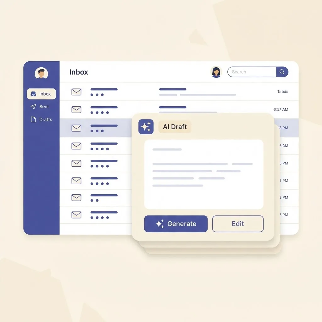 AI email response generator drafting a reply inside an inbox