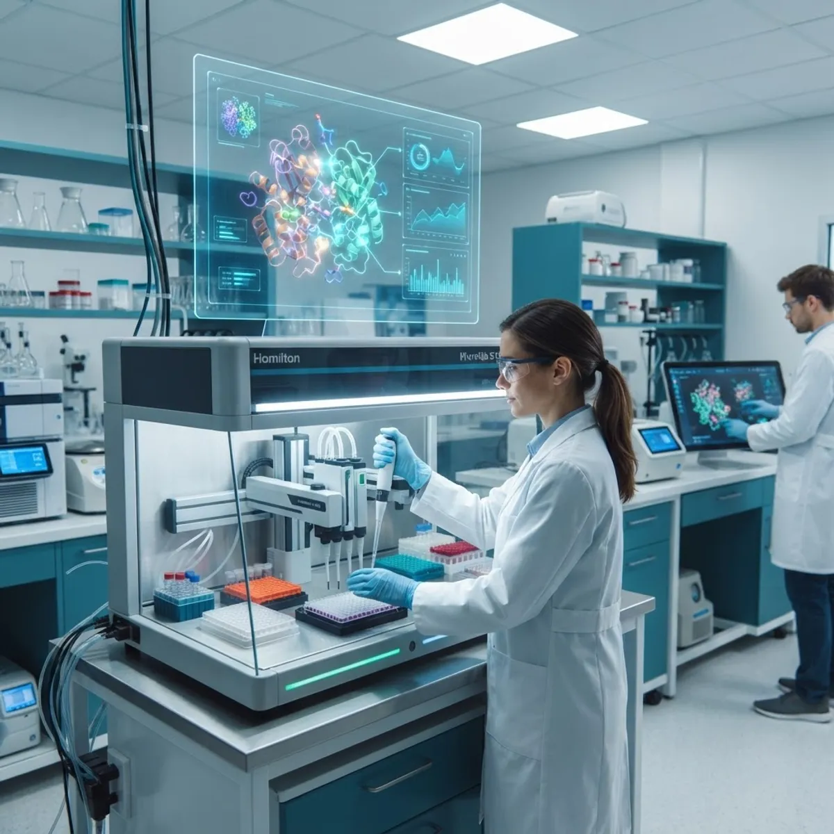 AI enzyme engineering in a modern biochemistry lab