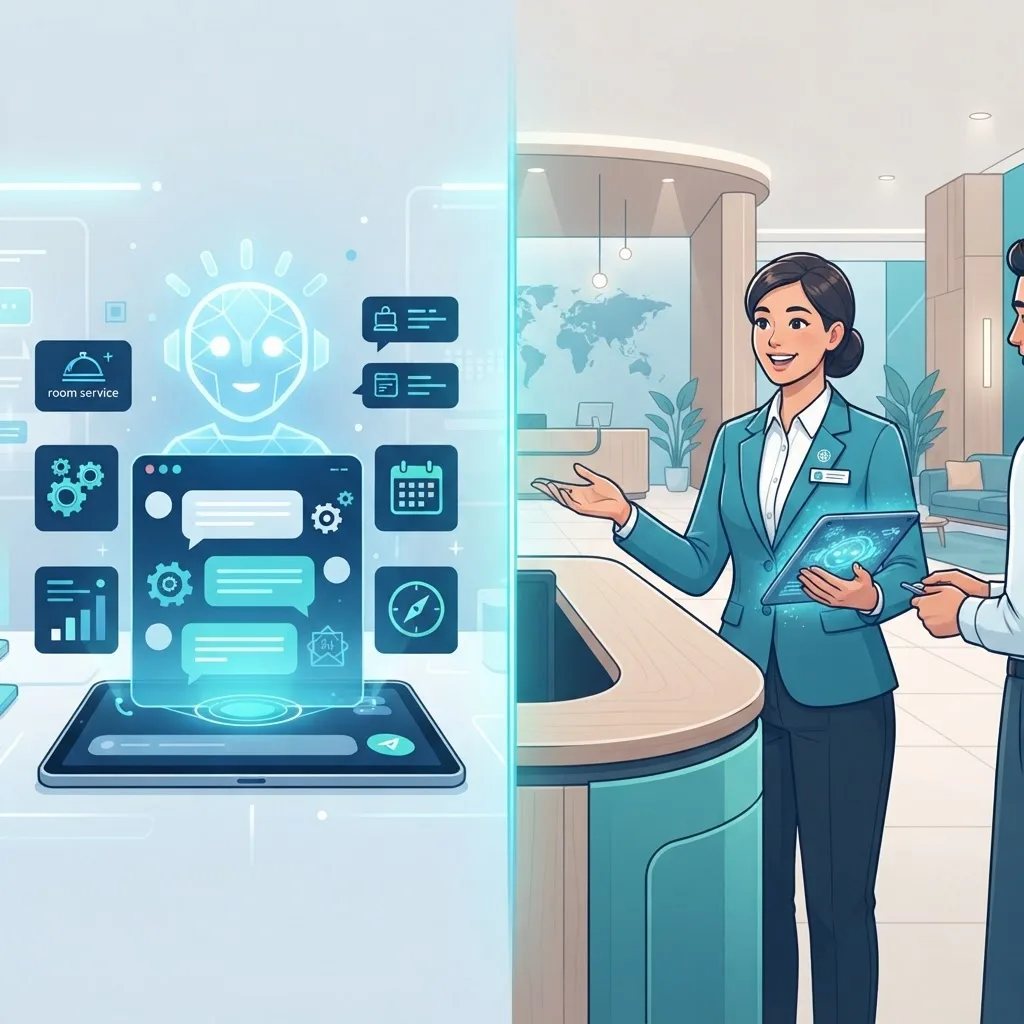 Comparison of AI assistant and human hotel staff working together