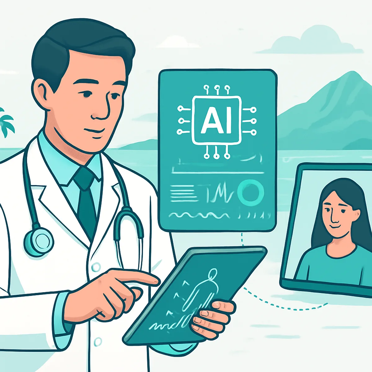 AI diagnostic tools and telemedicine connecting Hawaiian islands