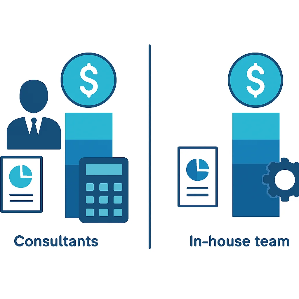 AI implementation cost comparison consultants vs inhouse