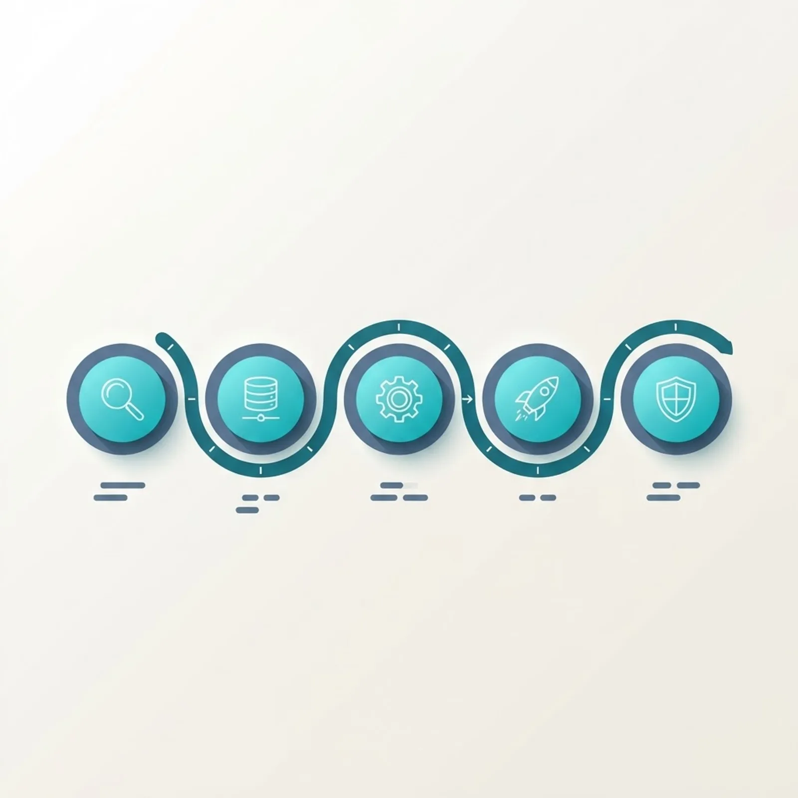 Horizontal roadmap illustration with five milestone nodes representing discovery, data, build, launch, and governance stages