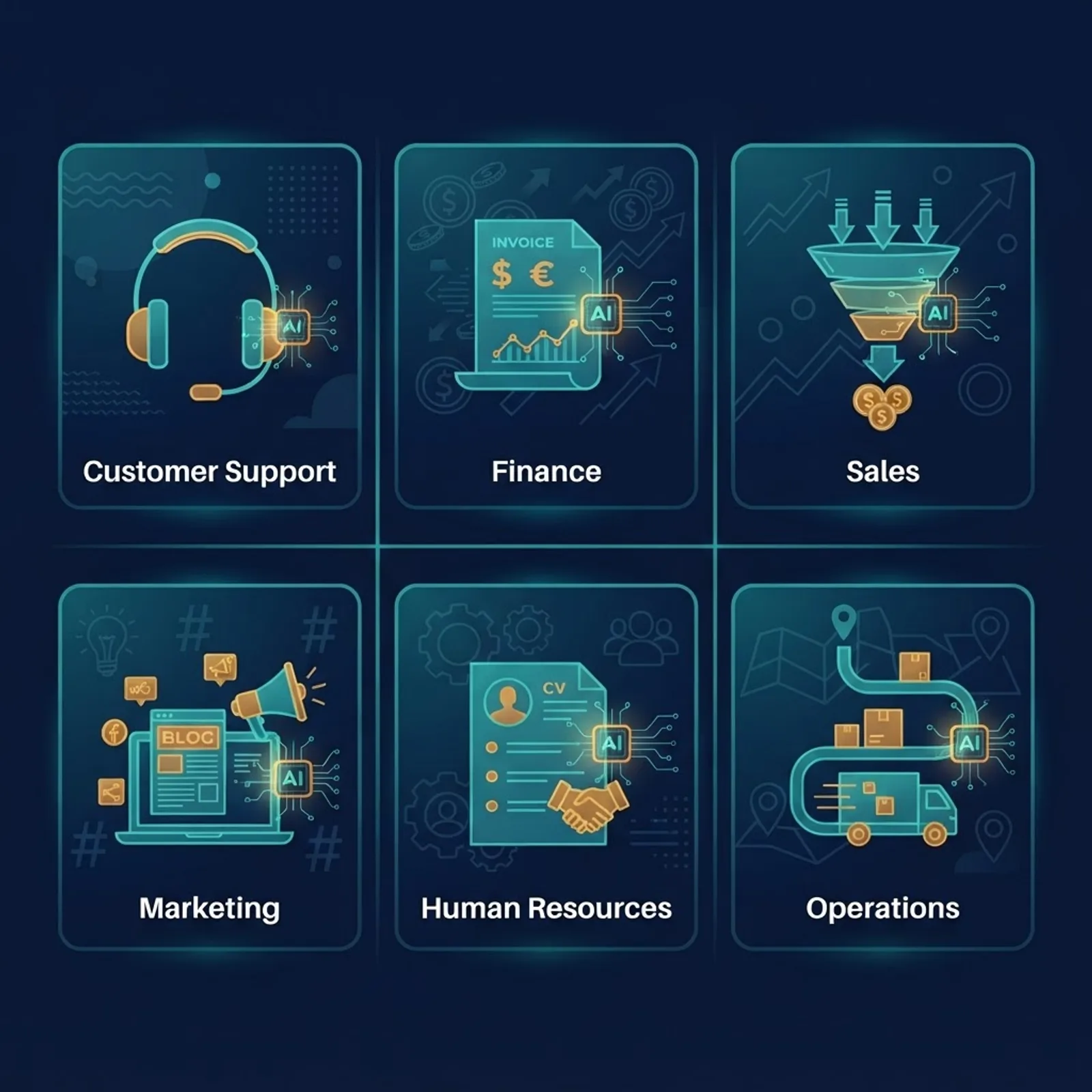 AI integration use cases across business departments