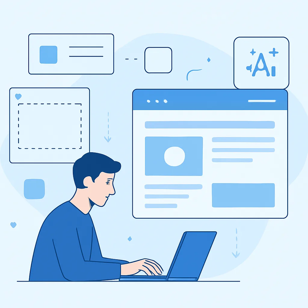 AI landing page generator assembling a webpage