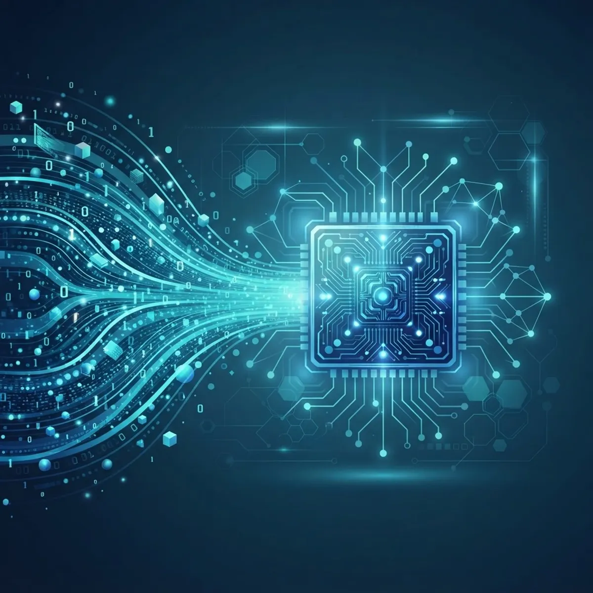 Machine learning data flowing into a processor