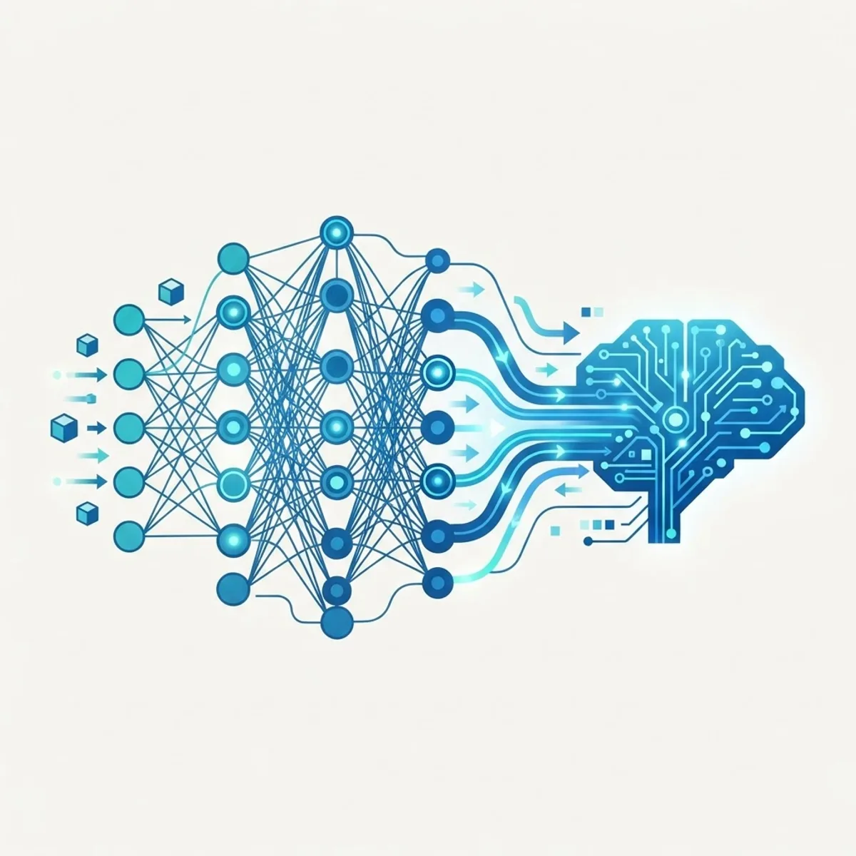 Machine learning and deep learning concepts illustrated with neural network nodes