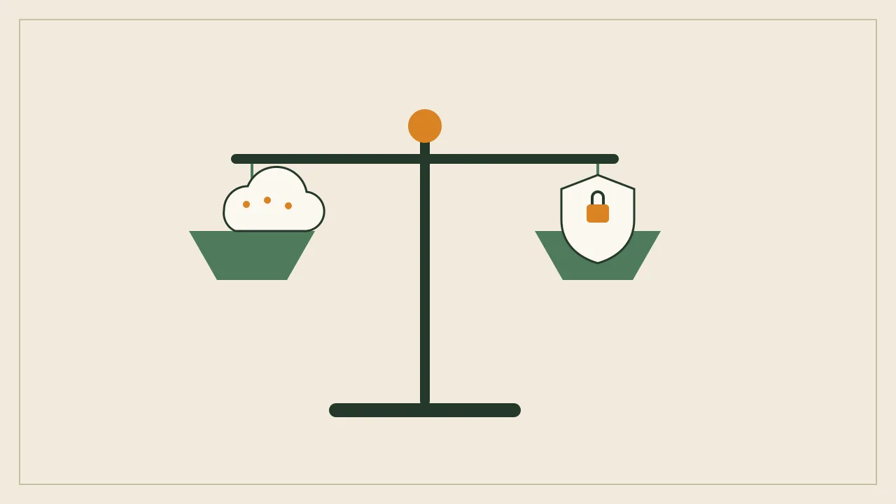 Balance scale illustrating AI ethics, bias, and privacy tradeoffs