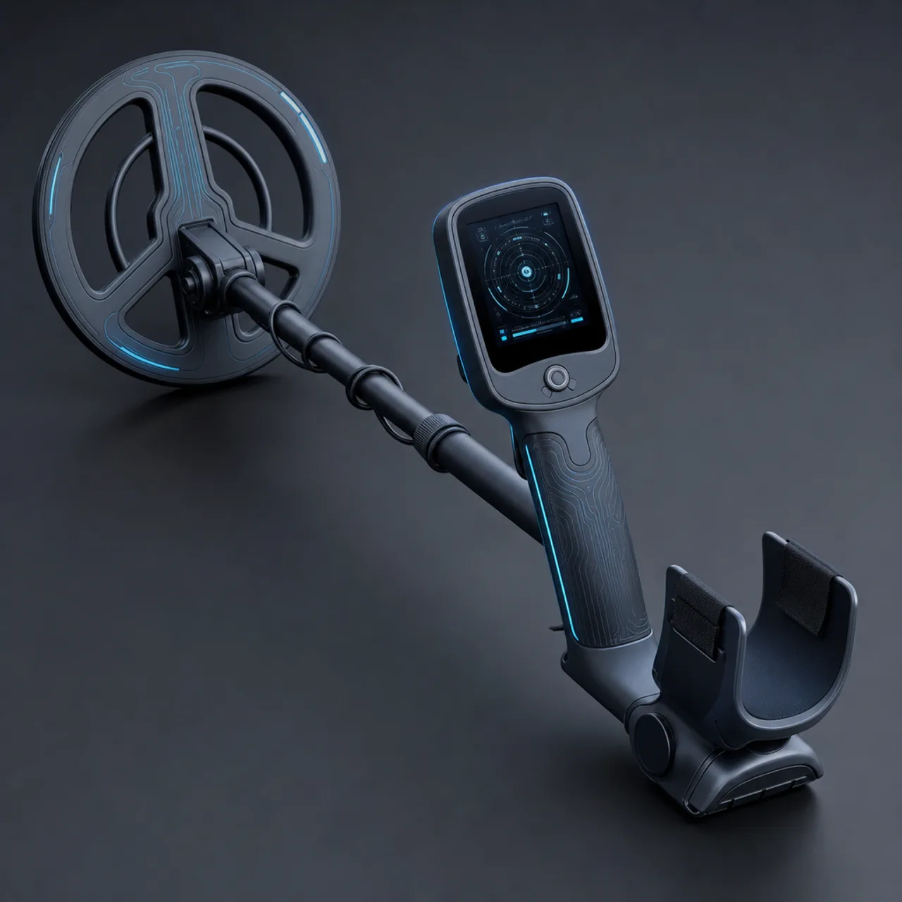 Sleek AI metal detector device with digital sensor display