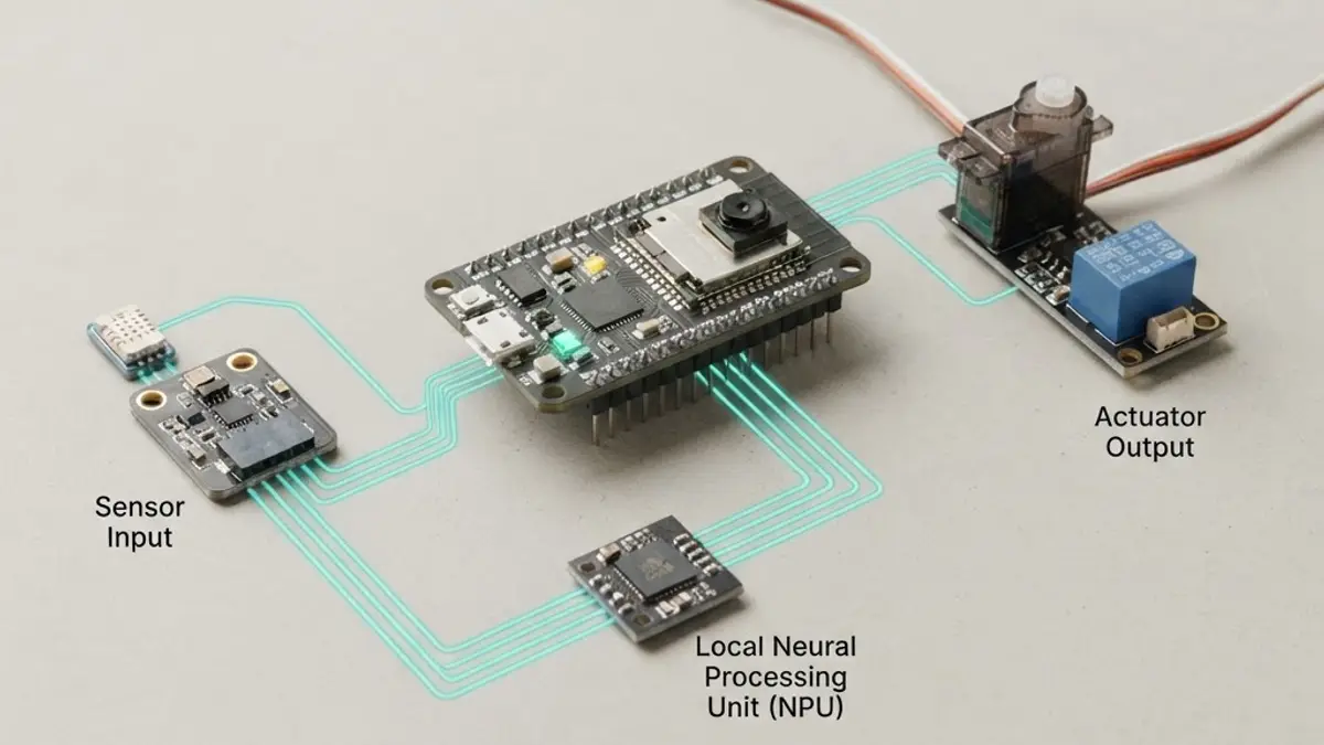 AI microcontroller architecture with sensors and local processing