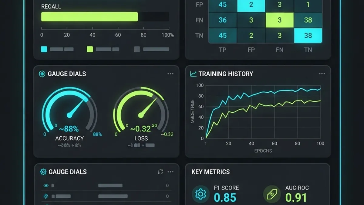 Baseline AI model performance metrics dashboard