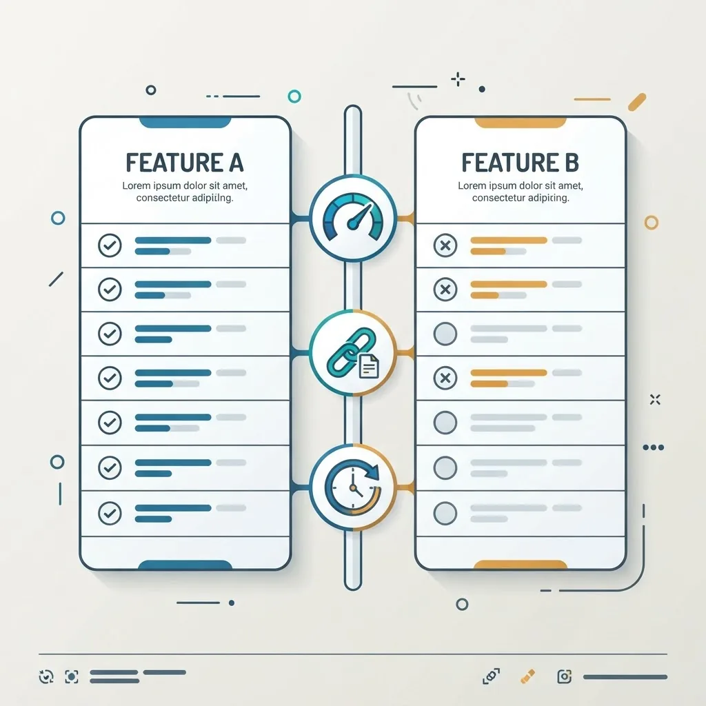 Infographic comparing two AI answer systems across accuracy, speed and citations