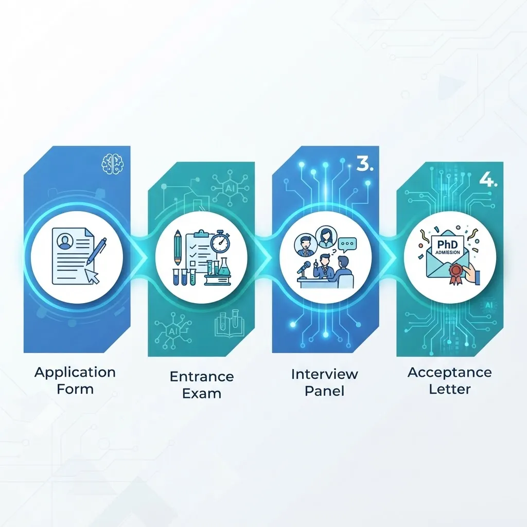 AI PhD admission process steps illustration