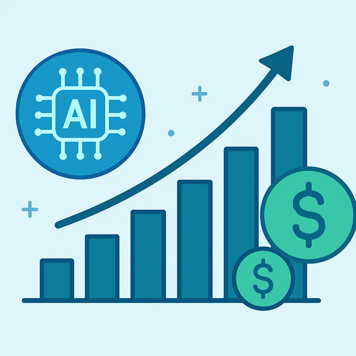 AI business ROI shown as upward trending growth chart