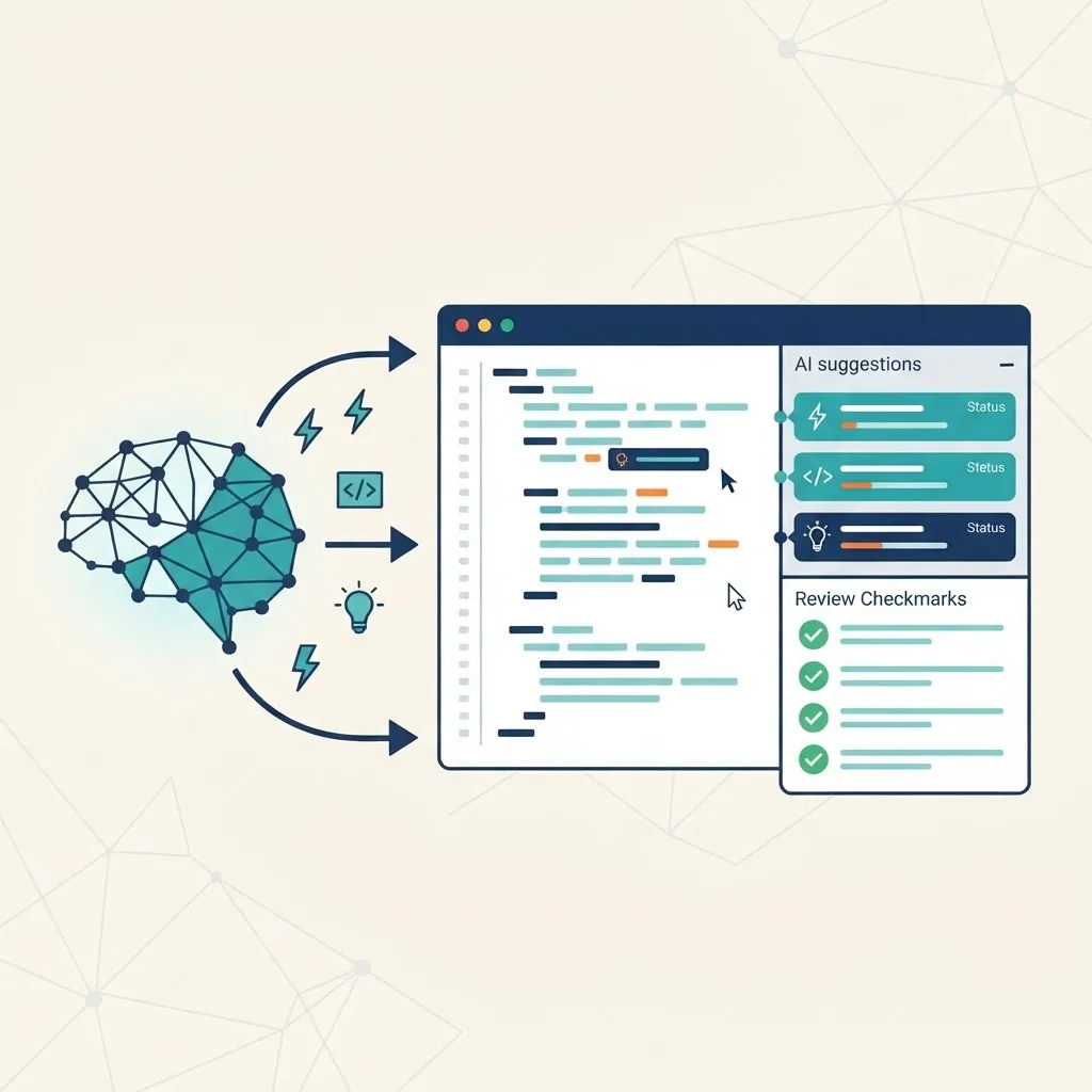 AI assisted development workflow with code suggestions and review