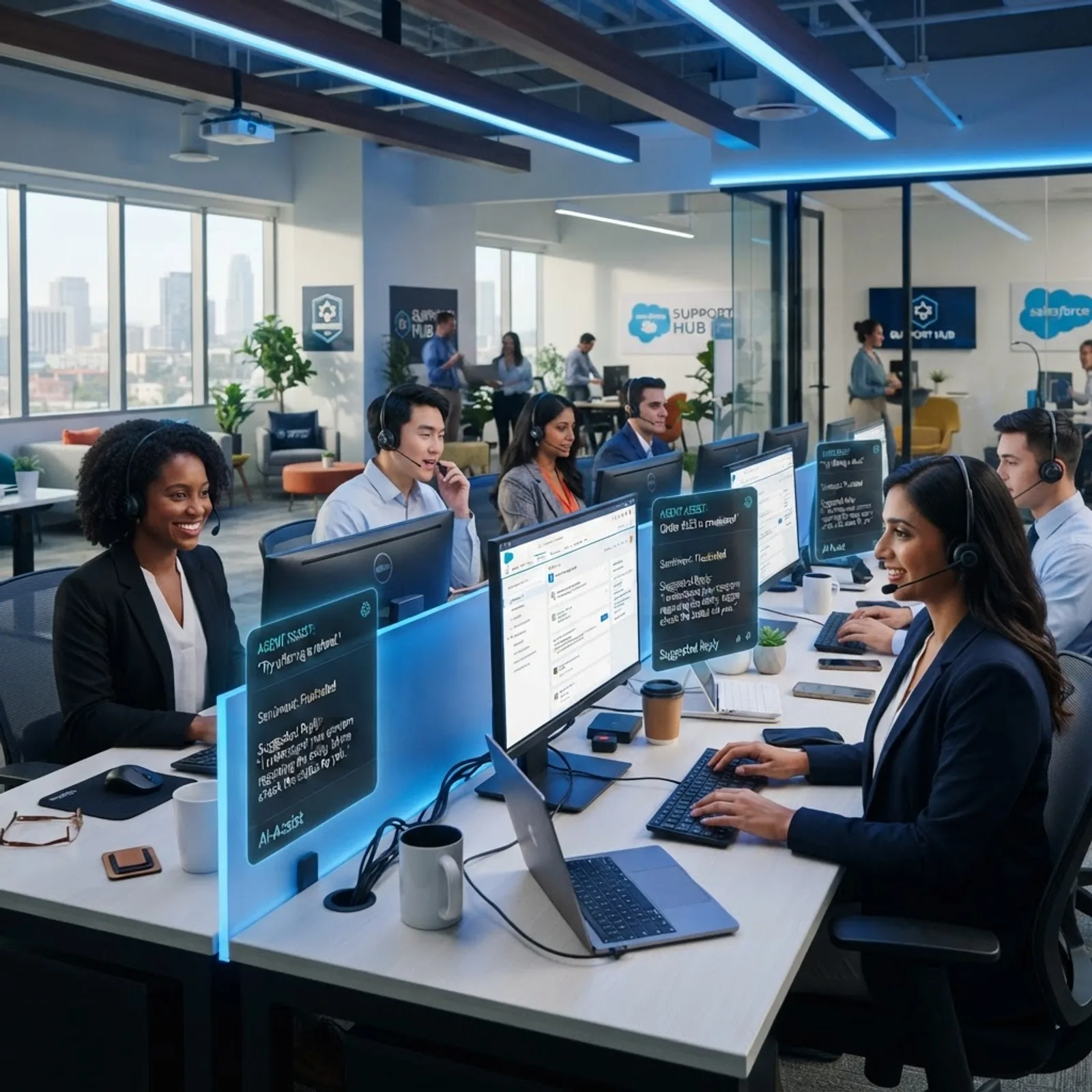 AI-powered customer support agents working with digital assistants
