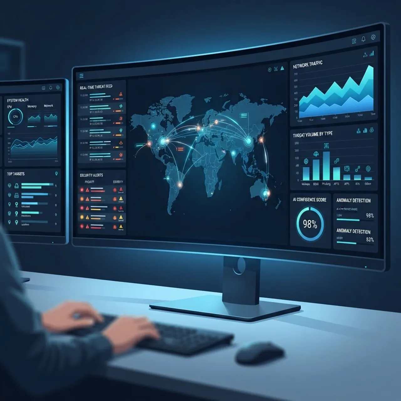 AI-driven cybersecurity dashboard with threat analytics