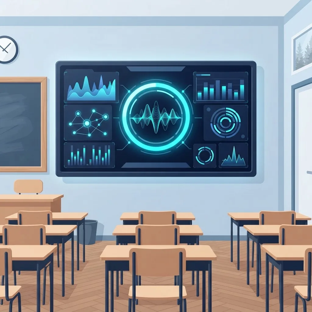 AI security monitoring dashboard on a classroom computer screen