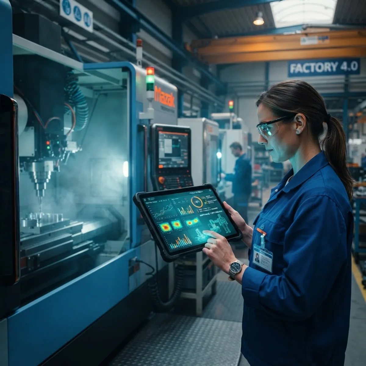 Engineer using AI predictive maintenance analytics