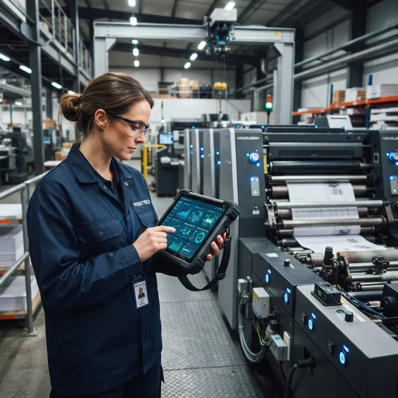 Technician reviewing predictive maintenance data on a tablet
