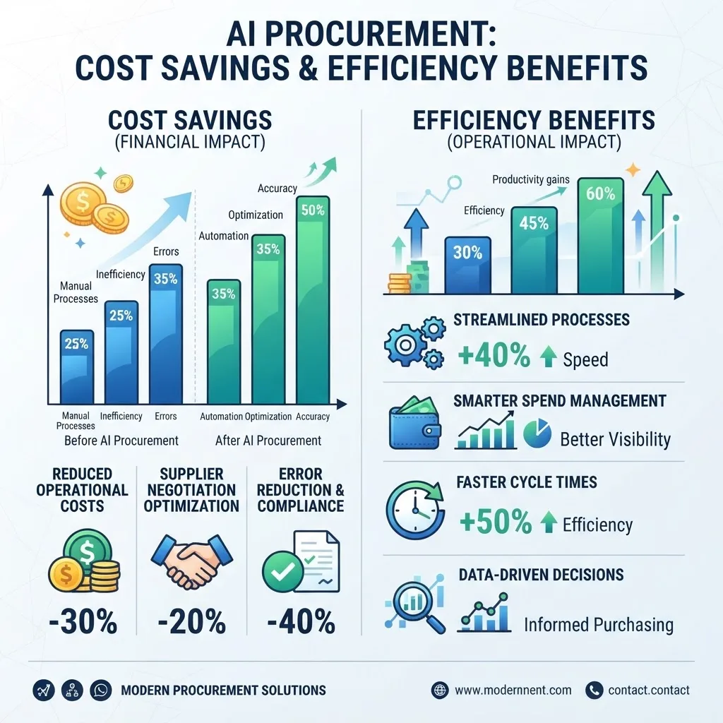 AI procurement benefits and cost savings chart