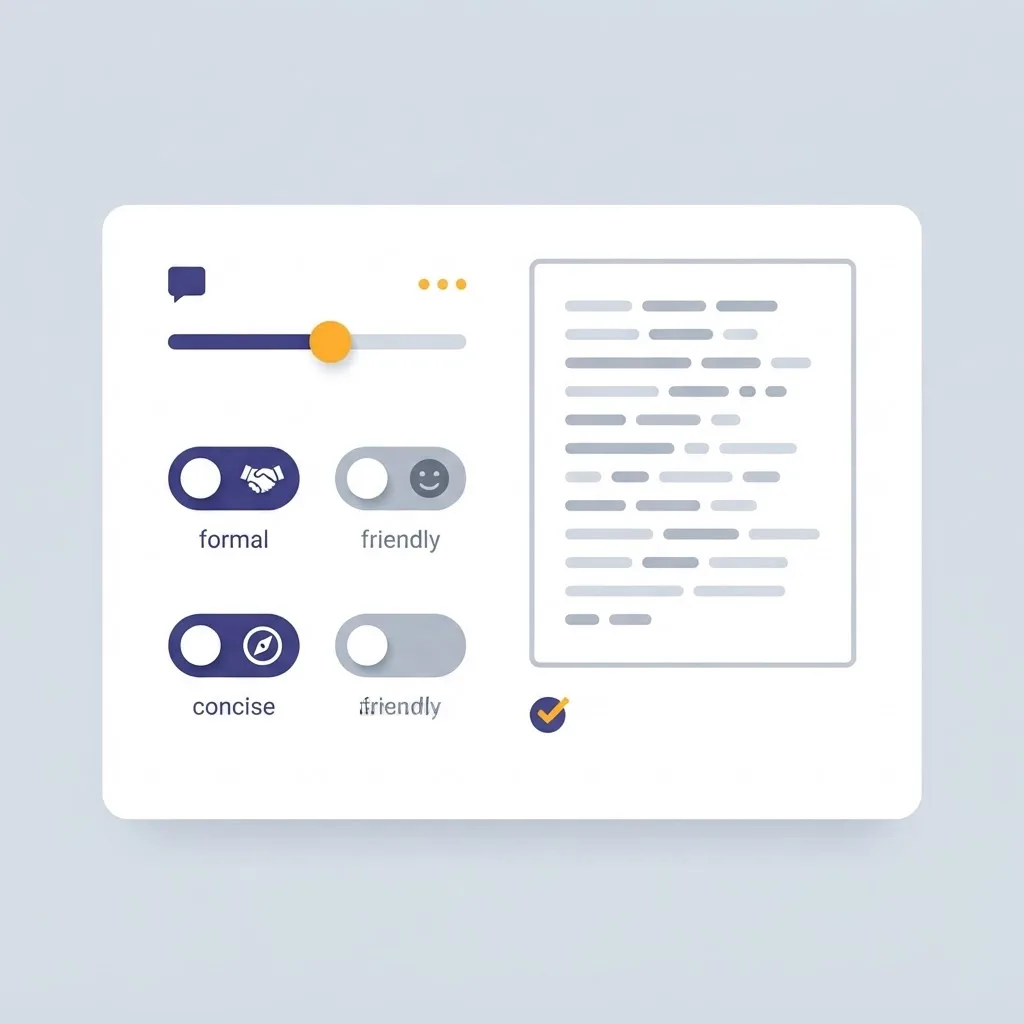 Tone and style control panel for AI generated responses